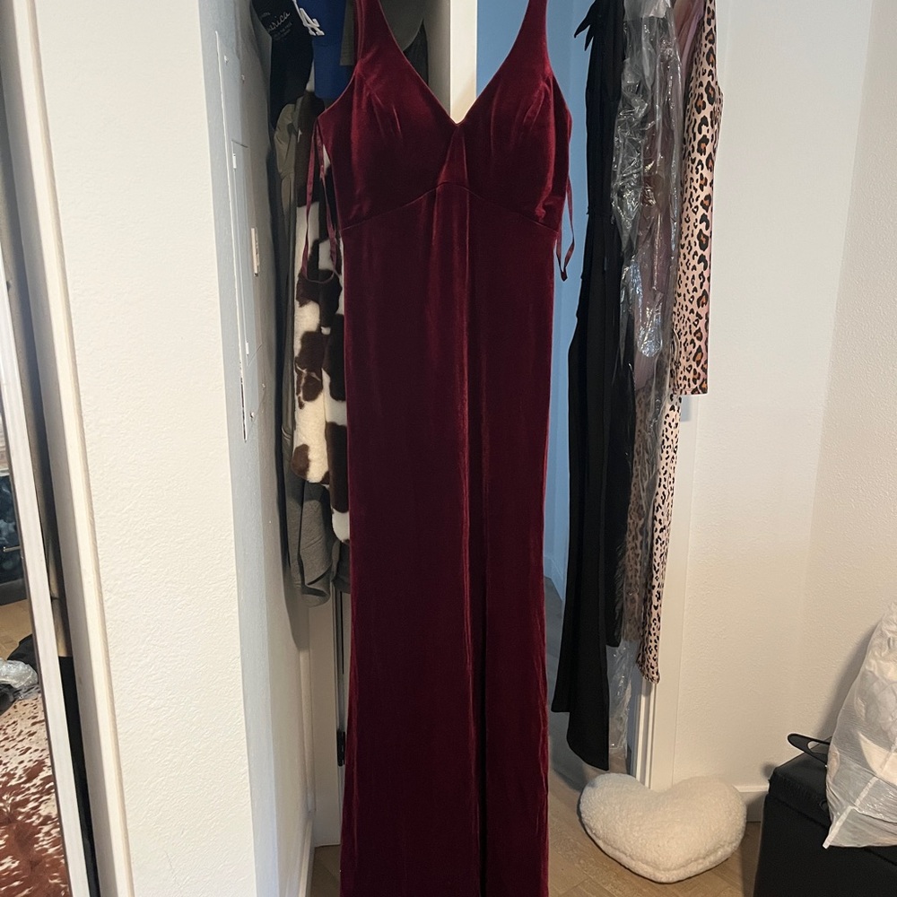 Elegant Burgundy Velvet Gown